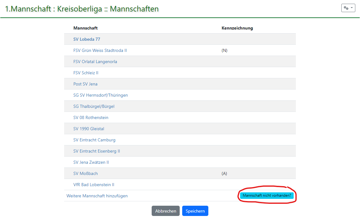 Gegnerische Mannschaften direkt hinzufügen soccero Das CMS für